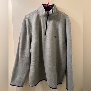 Mens Nautica grey fleece half-zip sweater
